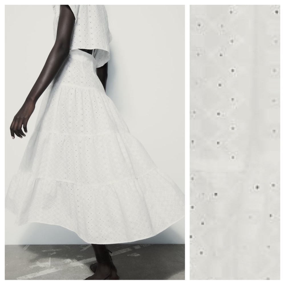 Zara White Eyelet Midi Dress - Picture 4 of 11